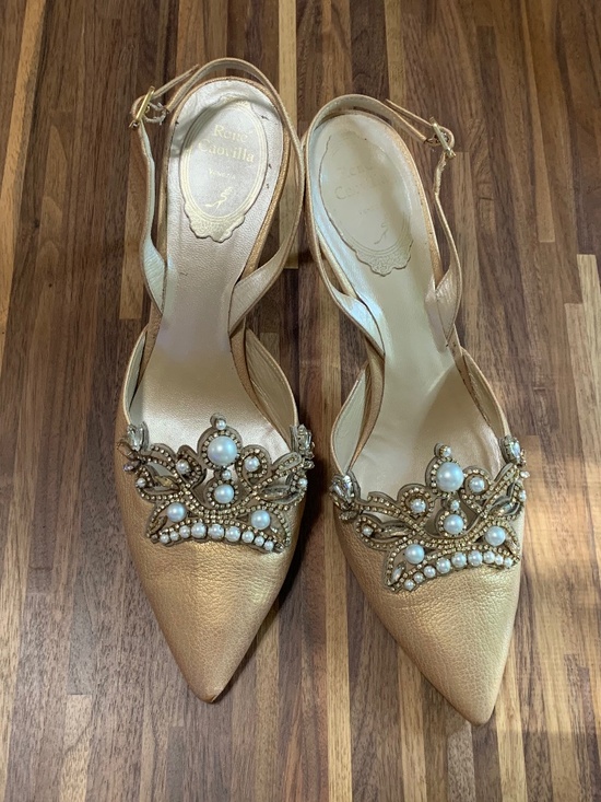Rene Caovilla Shoes - Rene Caovilla Embellished Champagne Heels